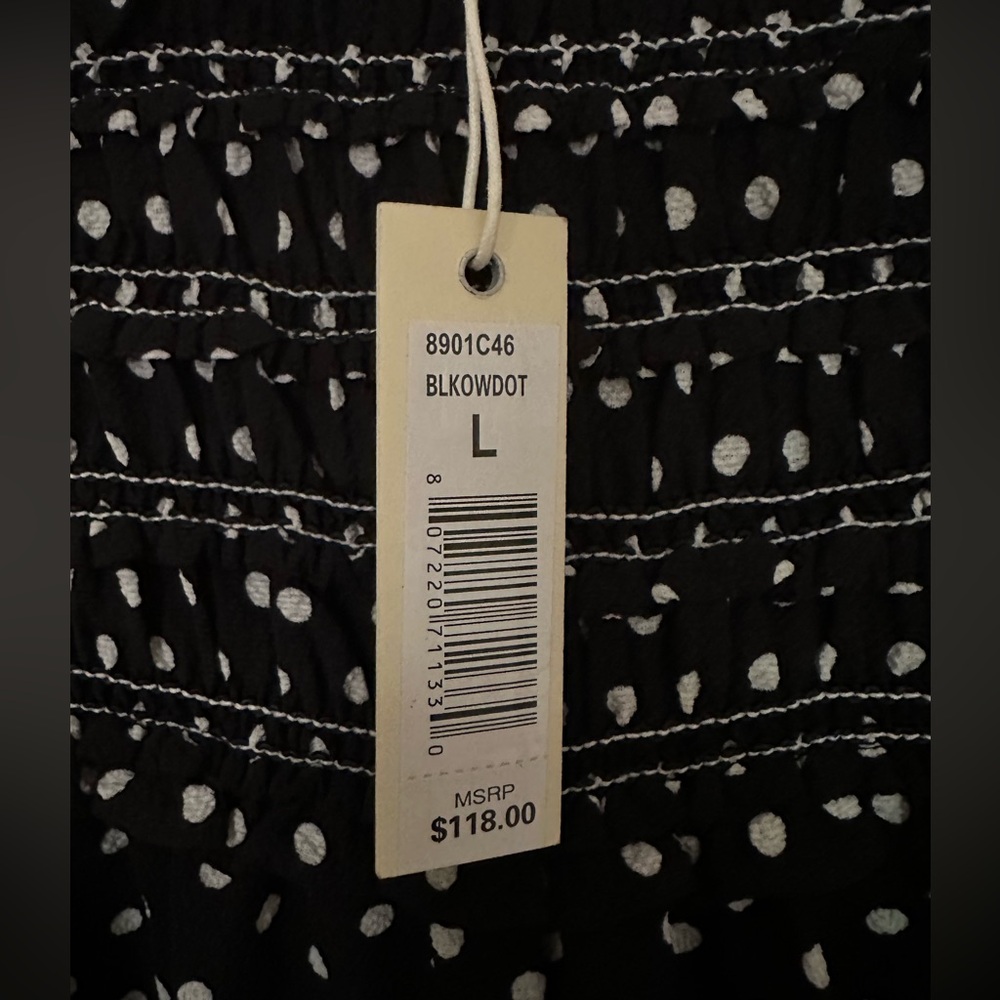 NWT max studio black wide leg jumpsuit with polka dots pls look measurements - Picture 9 of 13